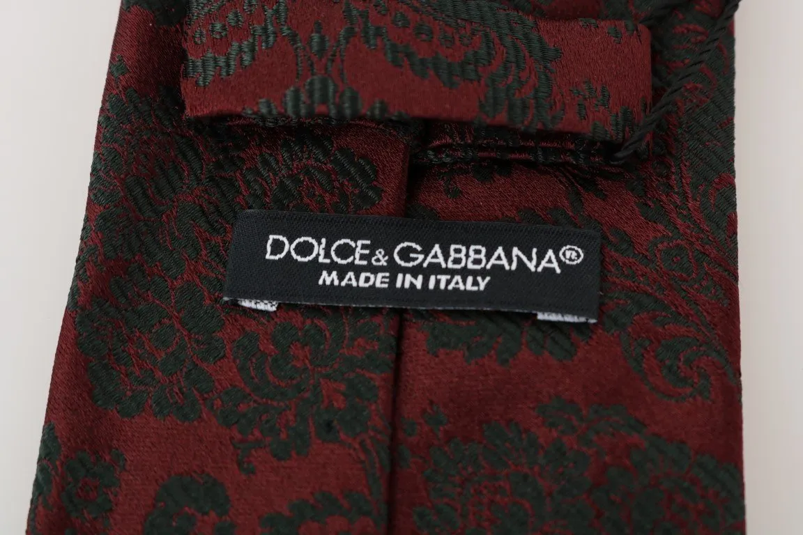 Bordeaux Silk Floral Pattern Tie