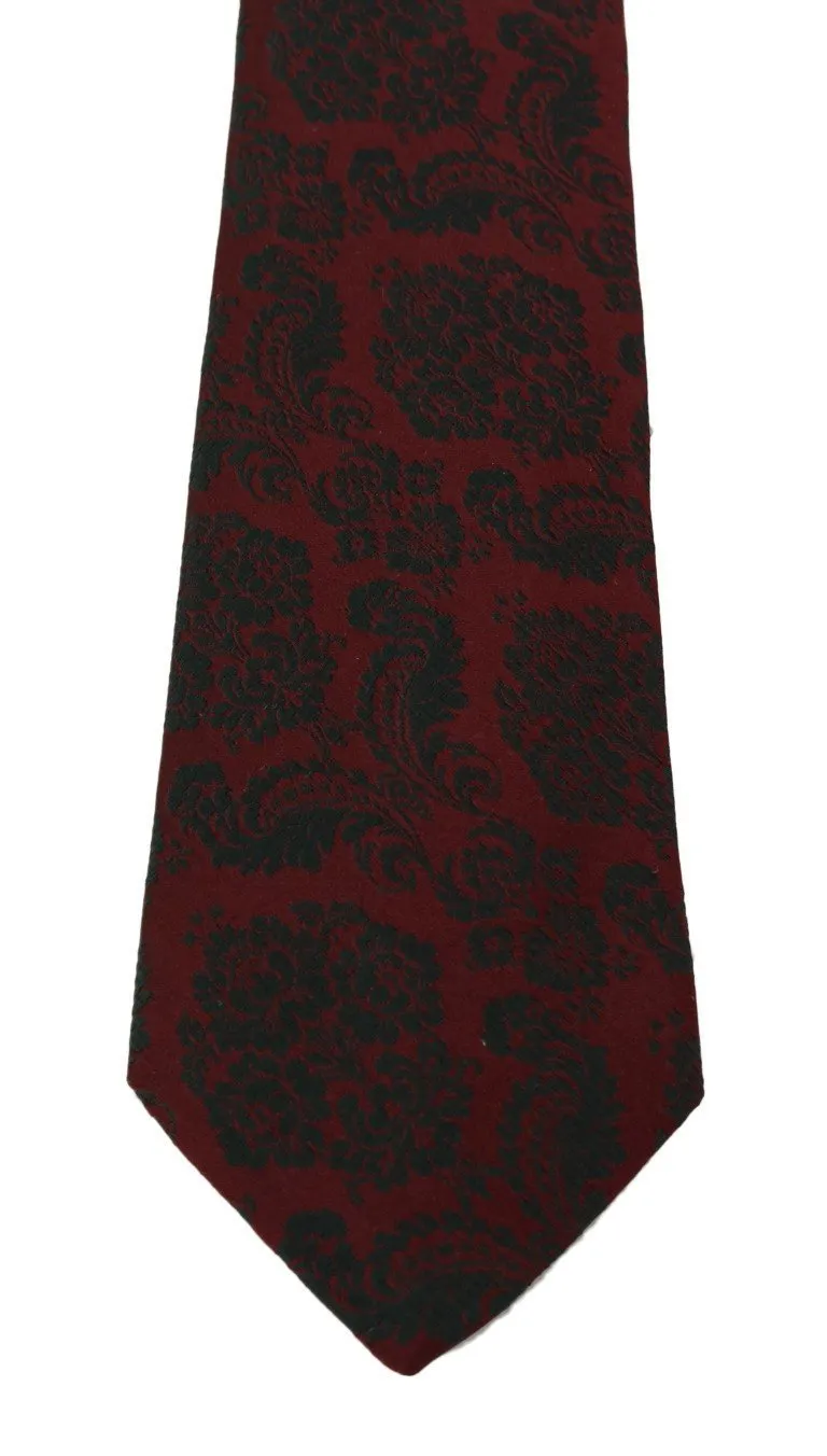 Bordeaux Silk Floral Pattern Tie