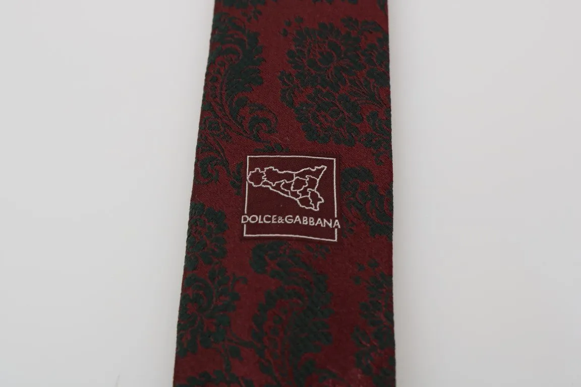 Bordeaux Silk Floral Pattern Tie