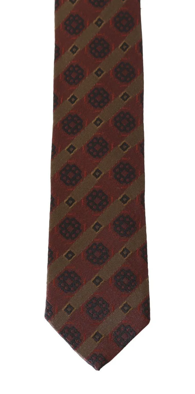 Bordeaux Silk Yellow Blue Slim Tie