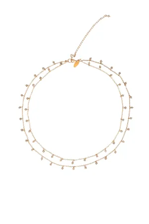 Bridal Dangling Labradorite double Chain Necklace