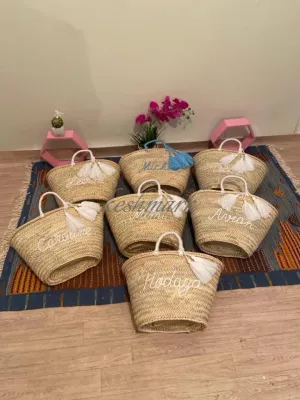 bridal shower bags , custom beach bag , party , straw tote , embroidered bags , WEDDING , GUEST GIFT , customized straw bag