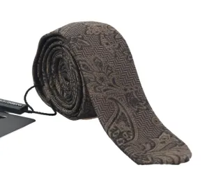 Brown Floral Paisley Skinny Tie
