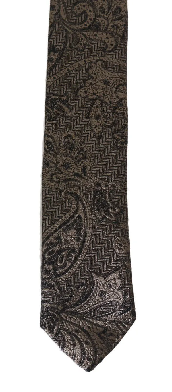 Brown Floral Paisley Skinny Tie