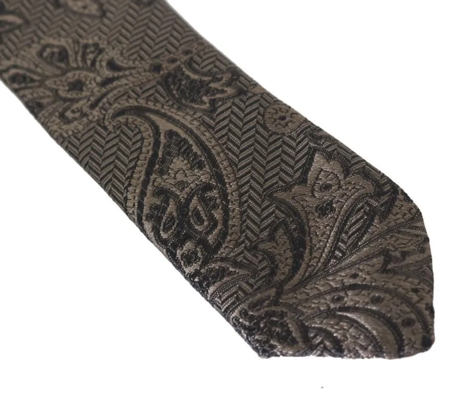 Brown Floral Paisley Skinny Tie