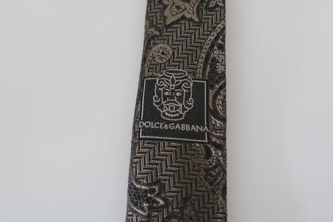 Brown Floral Paisley Skinny Tie