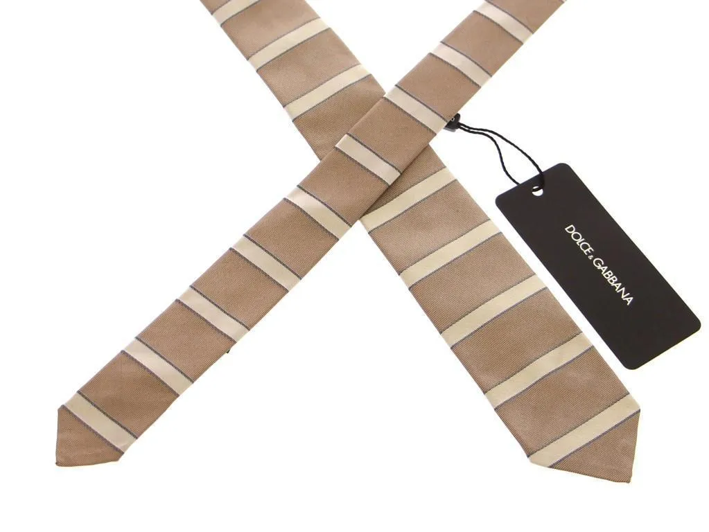 Brown Silk Pattern Slim Neck Tie