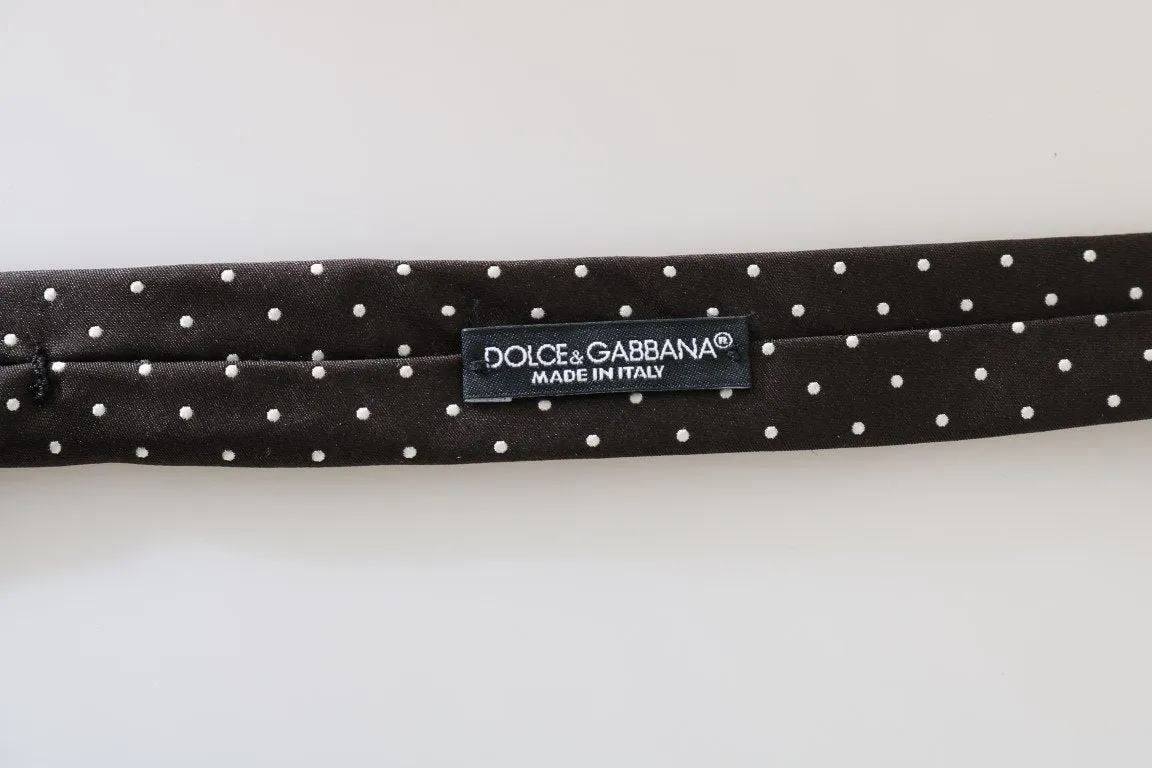 Brown Silk Polka Dot Slim Tie