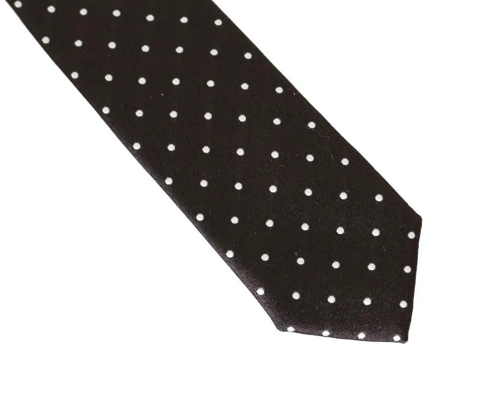 Brown Silk Polka Dot Slim Tie