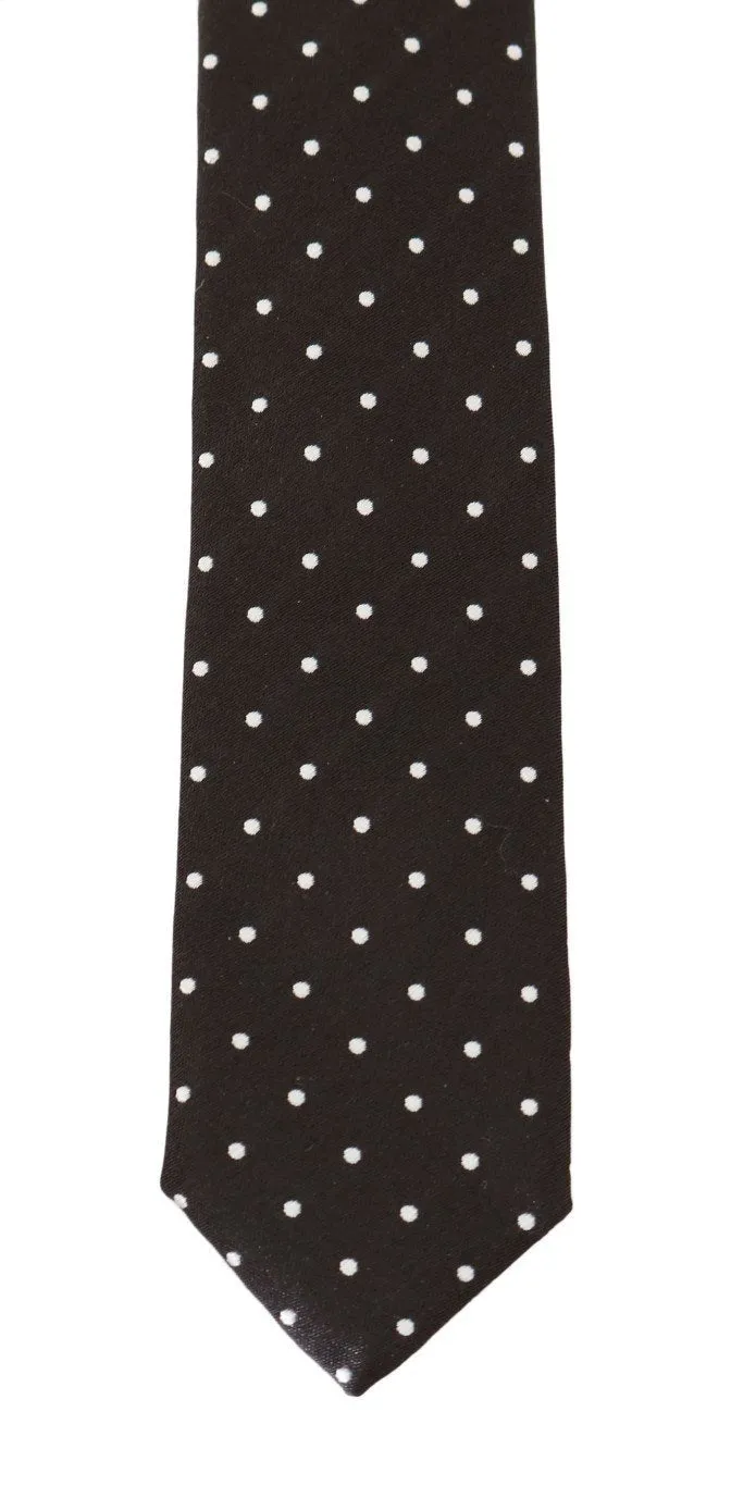 Brown Silk Polka Dot Slim Tie