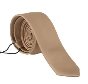Brown Silk Solid Slim Tie