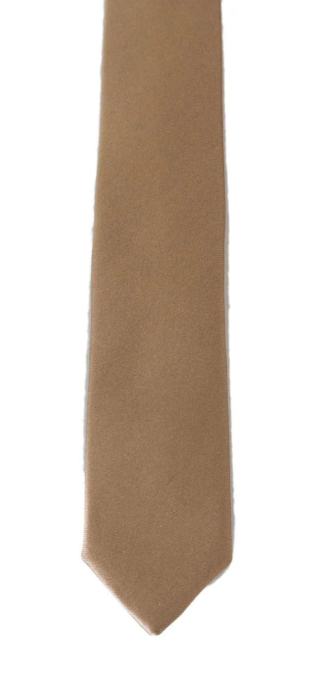 Brown Silk Solid Slim Tie