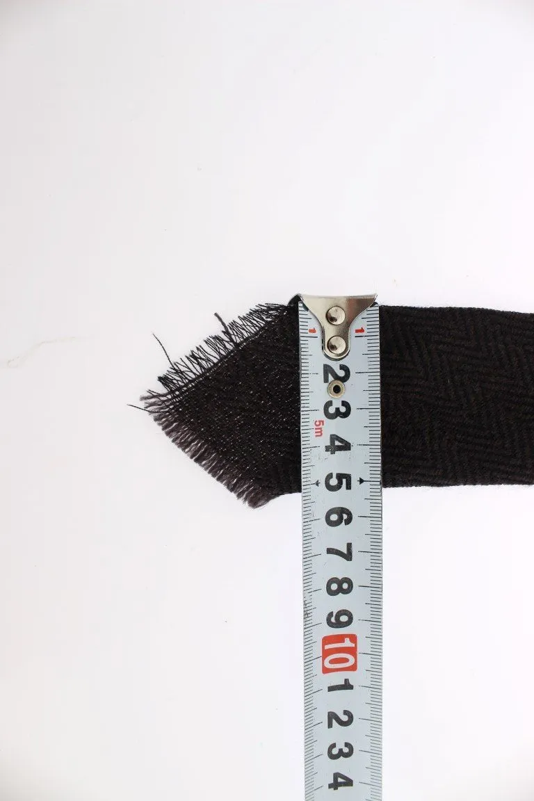 Brown Zig Zag Wool Skinny Tie