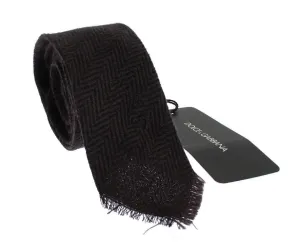 Brown Zig Zag Wool Skinny Tie