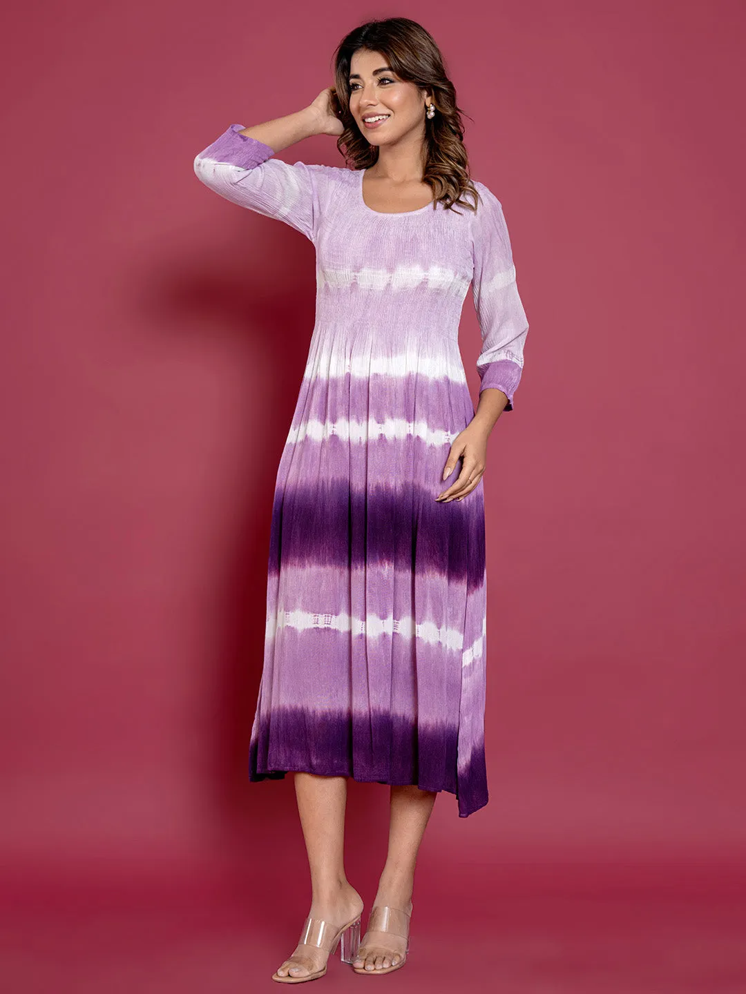 Buy Purple Comfort Fit Rayon Ethnic Dress for Women Online - Zola
