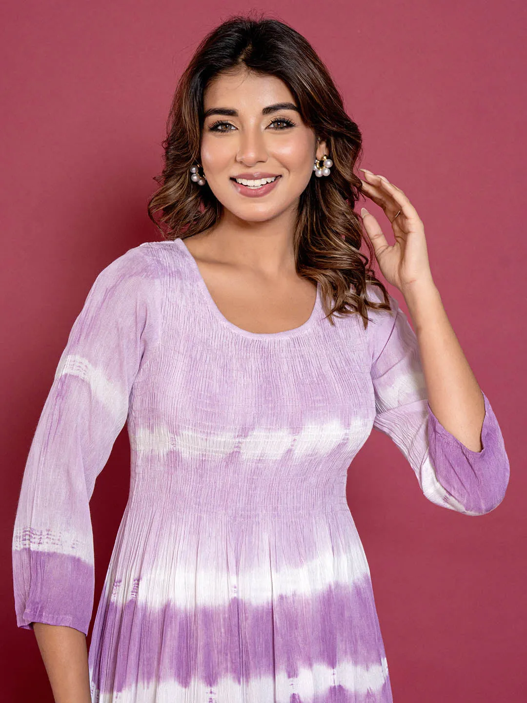 Buy Purple Comfort Fit Rayon Ethnic Dress for Women Online - Zola