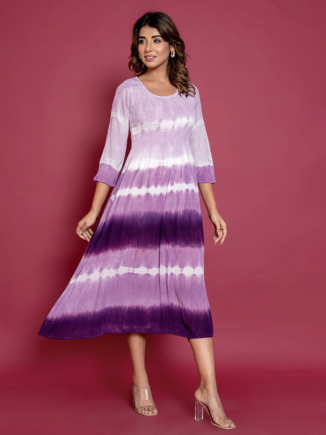 Buy Purple Comfort Fit Rayon Ethnic Dress for Women Online - Zola