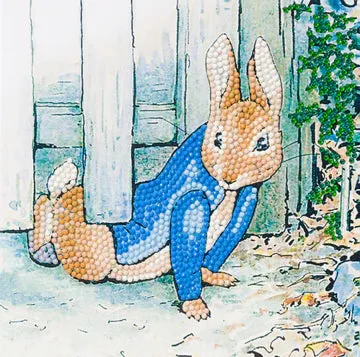 CCK-PRBT06: Peter Rabbit Under the Fence 18x18cm Crystal Art Card