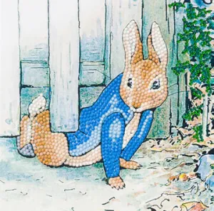 CCK-PRBT06: Peter Rabbit Under the Fence 18x18cm Crystal Art Card