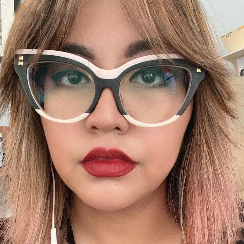 Celeste Oversized Two-Color Stitching Glasses Frame