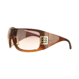 Chanel Brown Oversized Shield Sunglasses