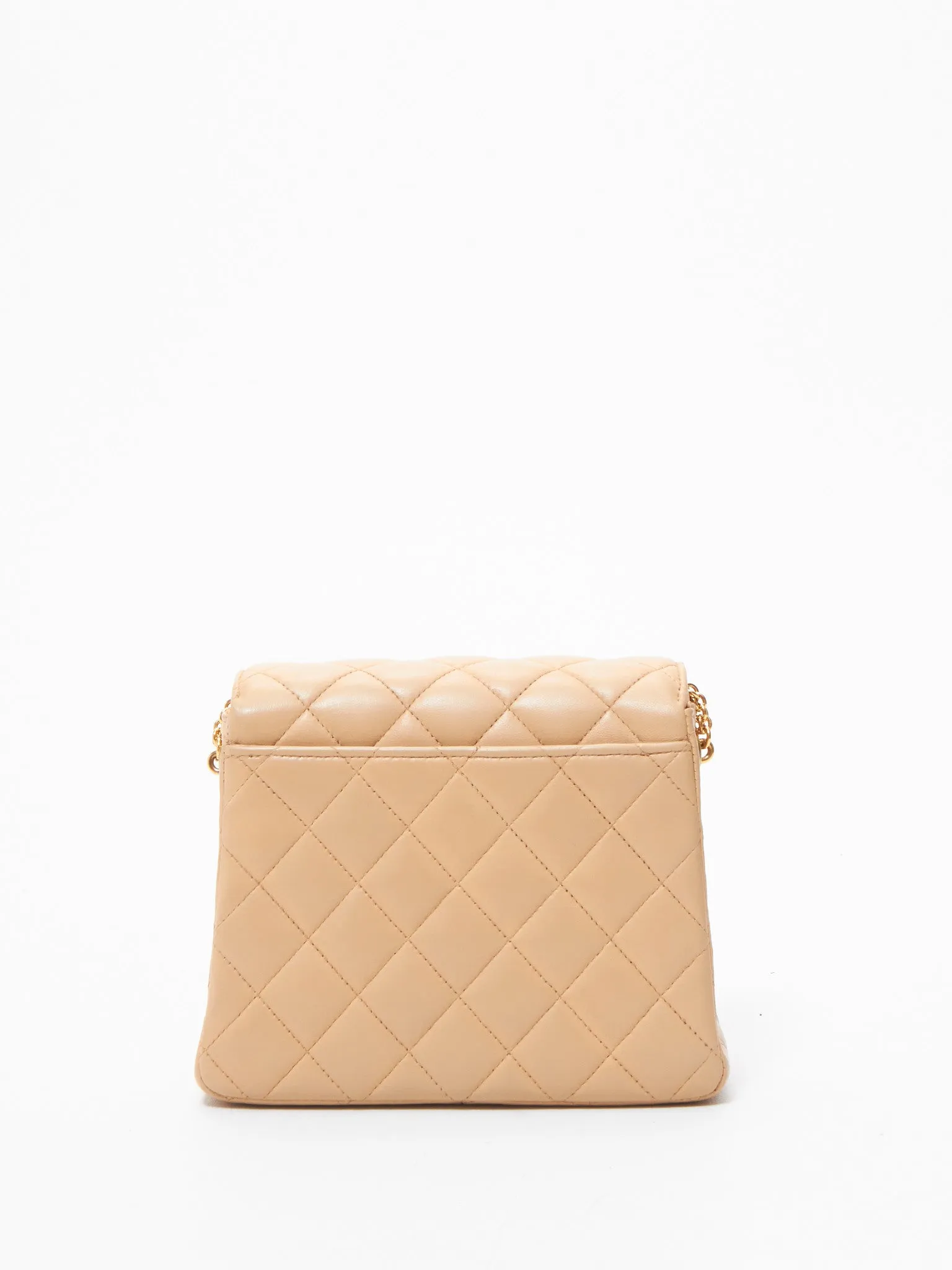 Chanel Vintage Beige Lambskin Mini Envelope Flap Bag GHW