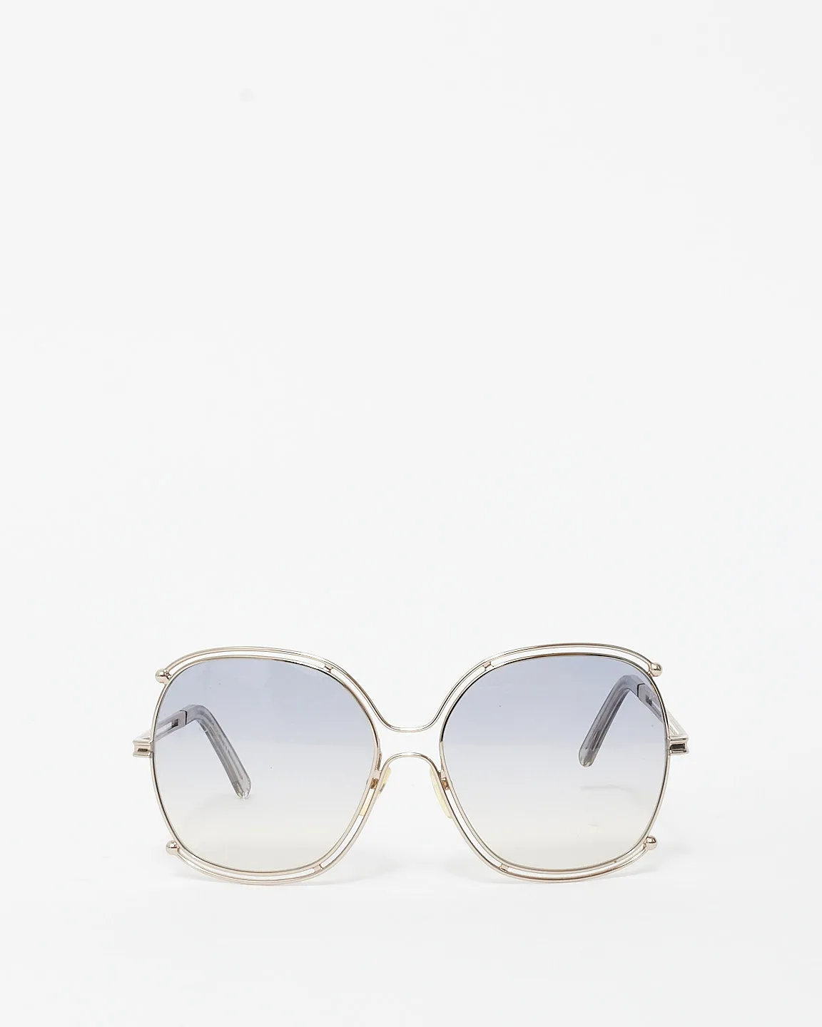 Chloé Grey & Silver Oversized Square Frame Sunglasses