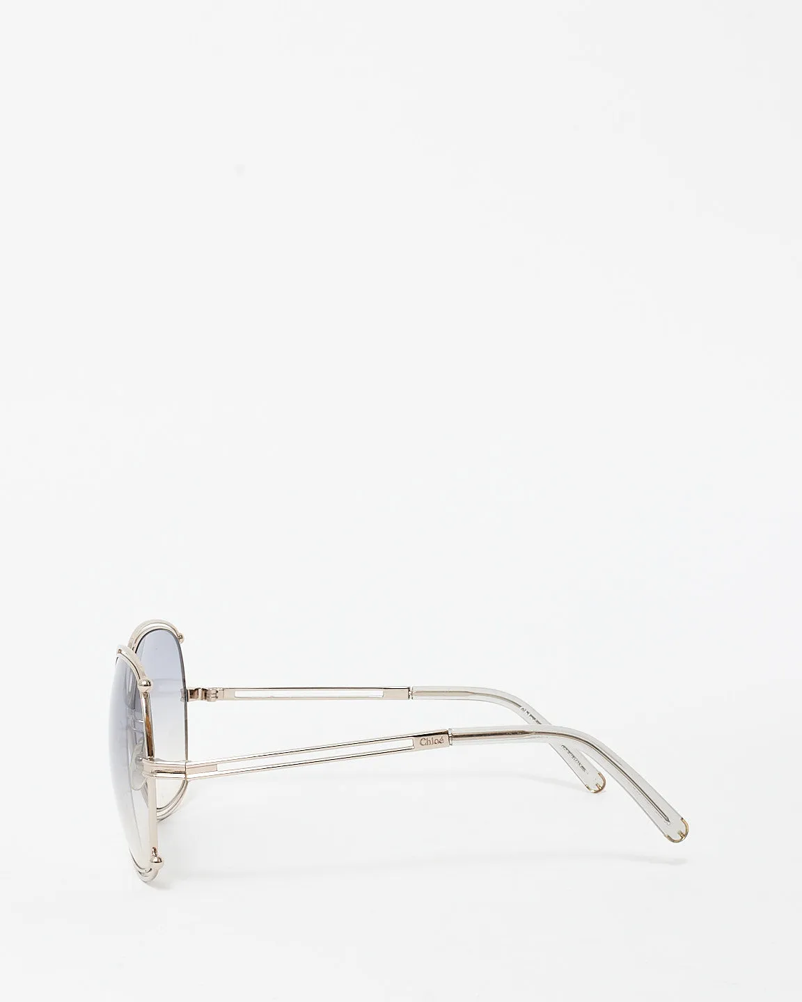 Chloé Grey & Silver Oversized Square Frame Sunglasses