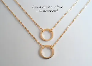 Circle Necklaces, Set of 2, Like a Circle Our Love Will Never End - Gold
