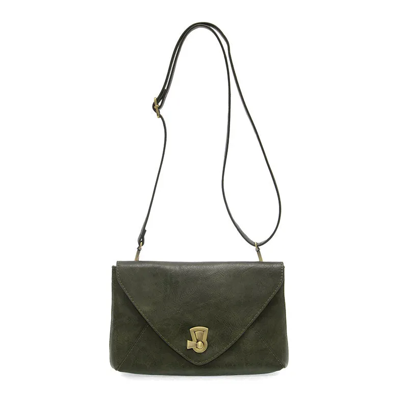 Claudia Keyhole Turnlock Envelope Crossbody in Forest Green