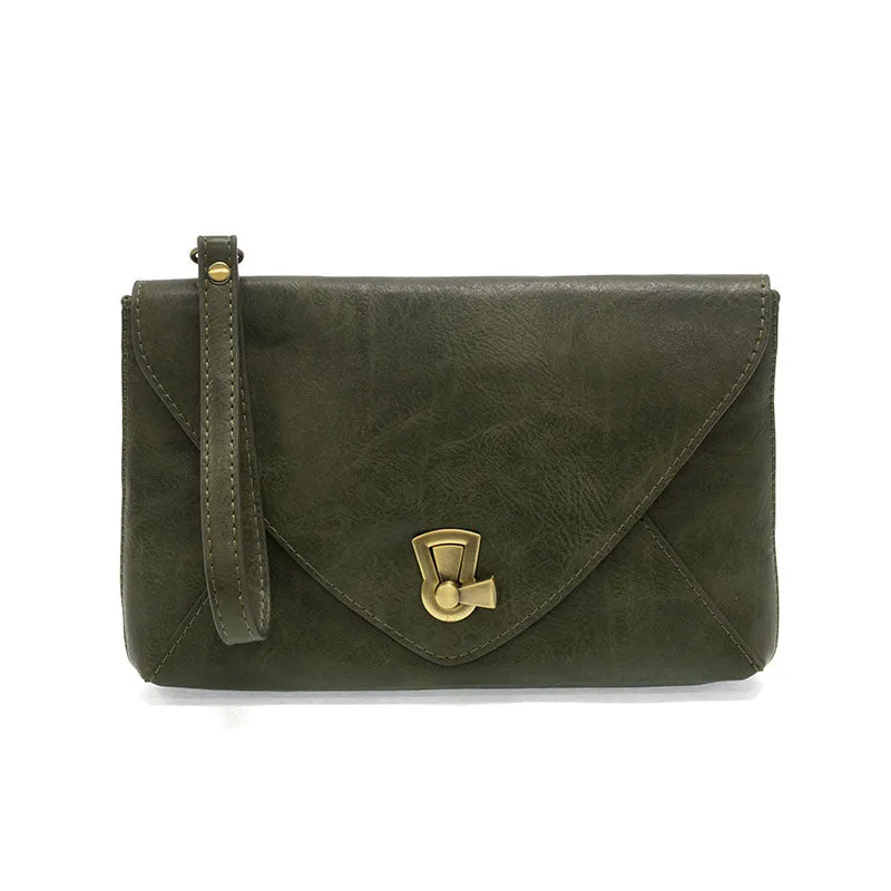 Claudia Keyhole Turnlock Envelope Crossbody in Forest Green