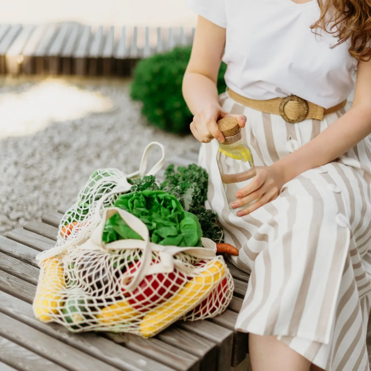 Cotton Mesh Produce and Grocery Bags w/ Long Handle – Eco-Friendly and Durable