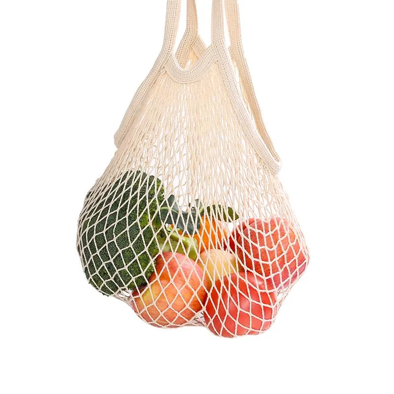 Cotton Mesh Produce and Grocery Bags w/ Long Handle – Eco-Friendly and Durable