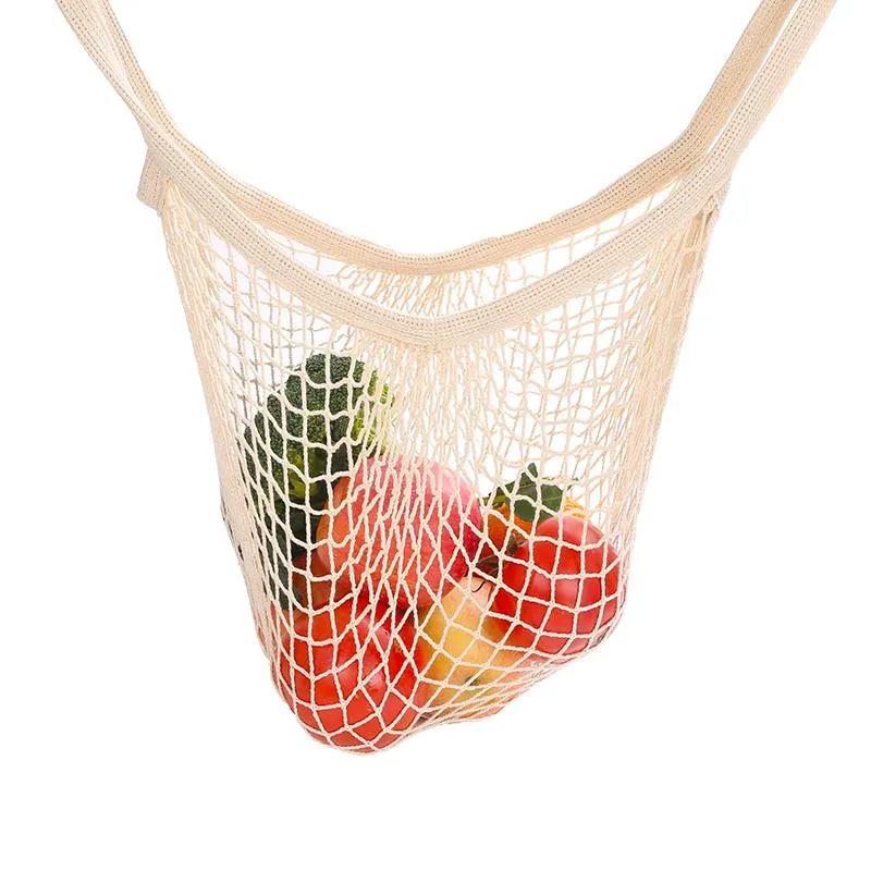 Cotton Mesh Produce and Grocery Bags w/ Long Handle – Eco-Friendly and Durable