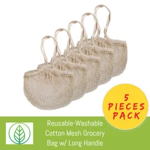 Cotton Mesh Produce and Grocery Bags w/ Long Handle – Eco-Friendly and Durable