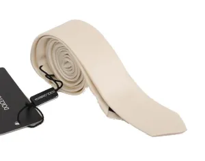 Creme White Solid Silk Tie