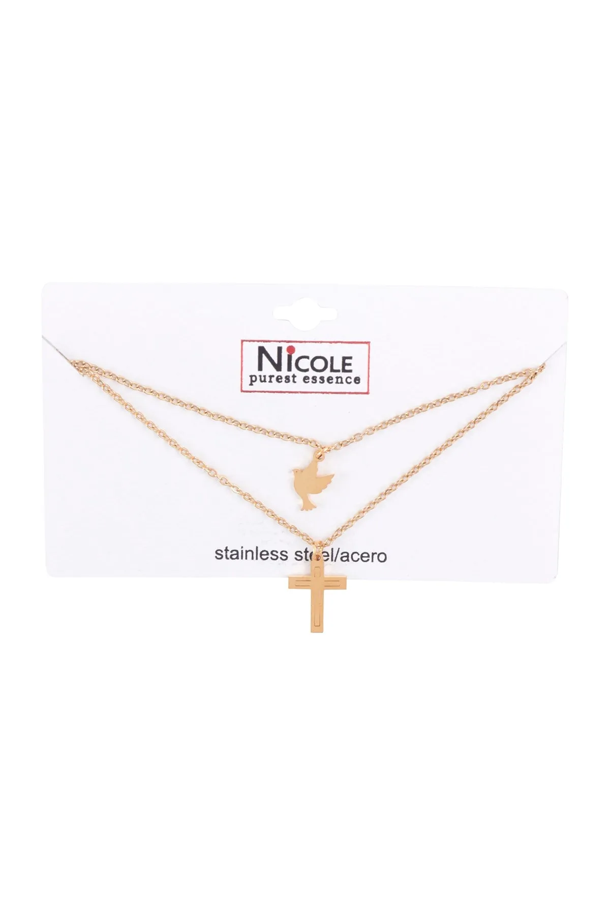 CROSS & DOVE PENDANT LAYERED NECKLACE SET