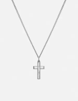 Cruxe Baguette Diamond Necklace, Sterling Silver