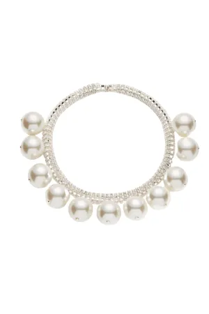 Crystal Mesh Collar Necklace | Pearls