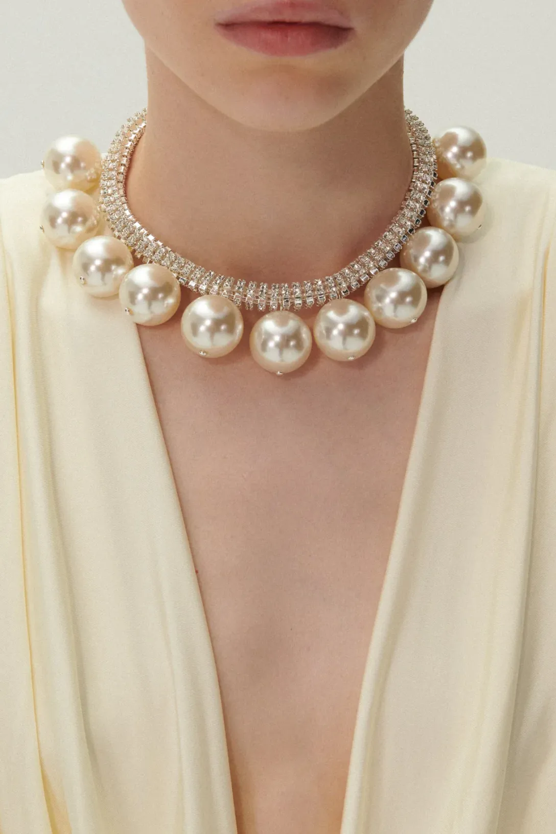 Crystal Mesh Collar Necklace | Pearls