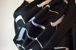 Custom Hand-painted Hebrew Alphabet Script Black Scarf (70% Pashmina / 30% Silk) - Made to Order