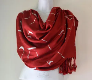 Custom Hand-painted Hebrew Alphabet Script Maroon Scarf (100% Viscose) - Made to Order