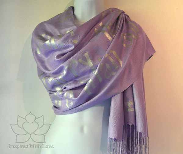 Custom Hand-painted Old English Script Pashmina Lavender Scarf (Viscose/Acrylic blend) - Made to Order