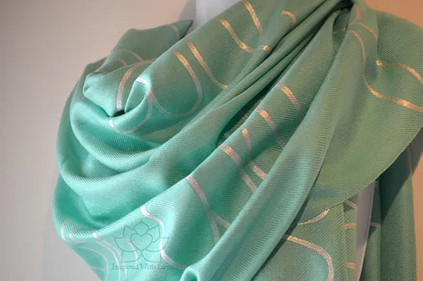 Custom Hand-painted Script Aqua Green Scarf (Viscose/Acrylic blend) - Made to Order