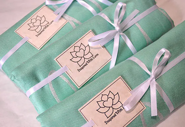 Custom Hand-painted Script Aqua Green Scarf (Viscose/Acrylic blend) - Made to Order