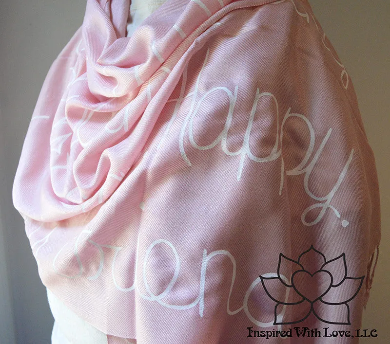Custom Hand-painted Script Baby Pink Scarf (Viscose/Acrylic blend) - Made to Order