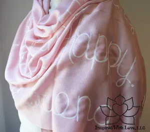 Custom Hand-painted Script Baby Pink Scarf (Viscose/Acrylic blend) - Made to Order