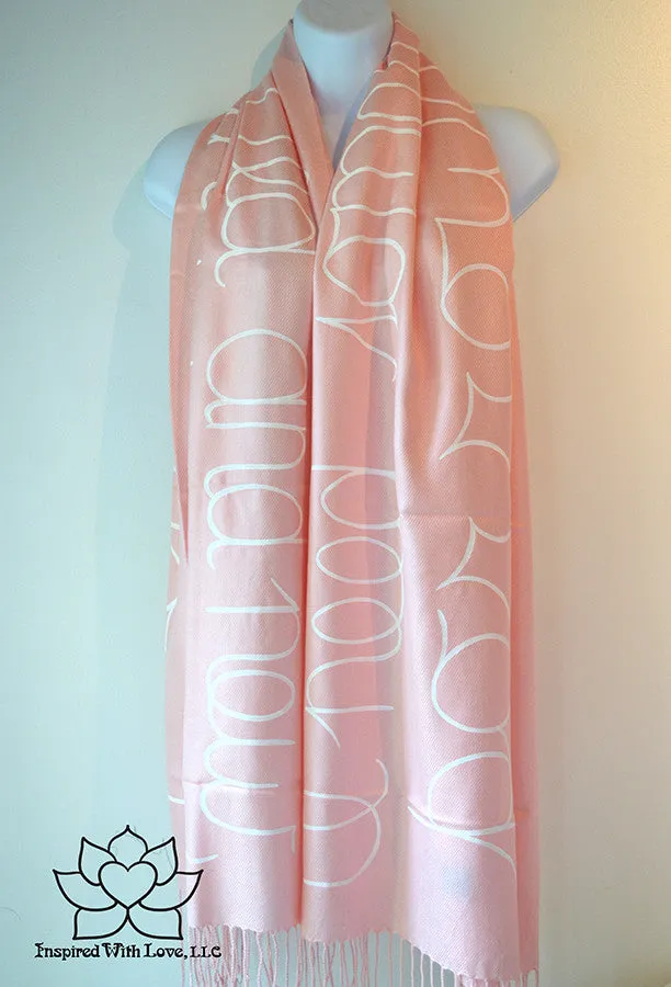 Custom Hand-painted Script Baby Pink Scarf (Viscose/Acrylic blend) - Made to Order