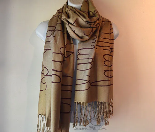 Custom Hand-painted Script Champagne Scarf (Viscose/Acrylic blend) - Made to Order
