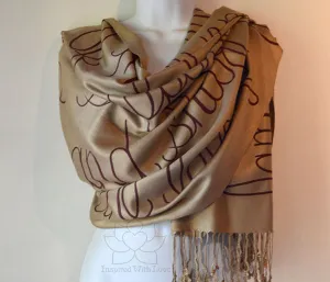 Custom Hand-painted Script Champagne Scarf (Viscose/Acrylic blend) - Made to Order